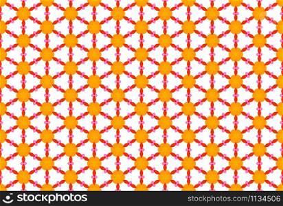 Watercolor seamless geometric pattern design illustration. Background texture. In pink, red, orange and yellow colors on white background.