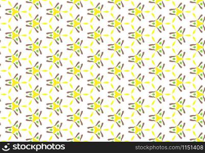 Watercolor seamless geometric pattern design illustration. Background texture. In yellow, green and brown colors on white background.