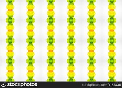 Watercolor seamless geometric pattern design illustration. Background texture. In orange, yellow and green colors on white background.
