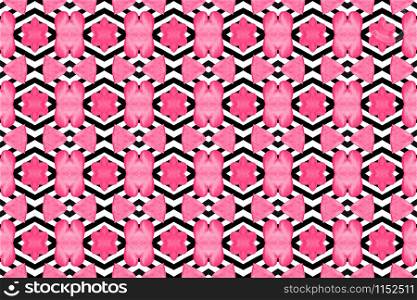 Watercolor seamless geometric pattern design illustration. Background texture. In black, white and pink colors.