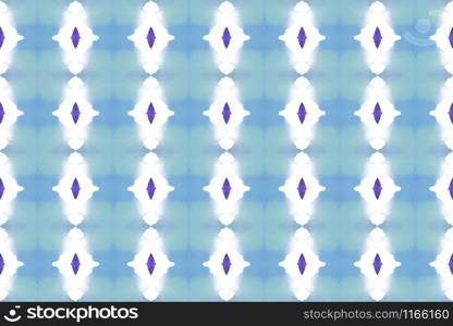 Watercolor seamless geometric pattern design illustration. Background texture. In blue, purple and white colors.