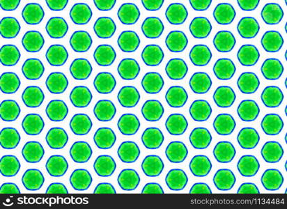 Watercolor seamless geometric pattern design illustration. Background texture. In green, blue and white colors.