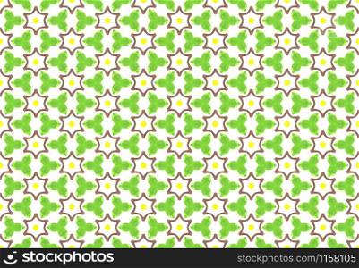 Watercolor seamless geometric pattern design illustration. Background texture. In green, brown, yellow and white colors.