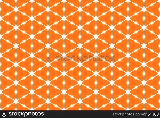 Watercolor seamless geometric pattern design illustration. Background texture. In orange, yellow and white colors.