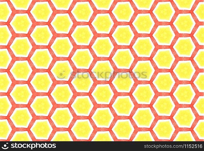 Watercolor seamless geometric pattern design illustration. Background texture. In orange, yellow and white colors.