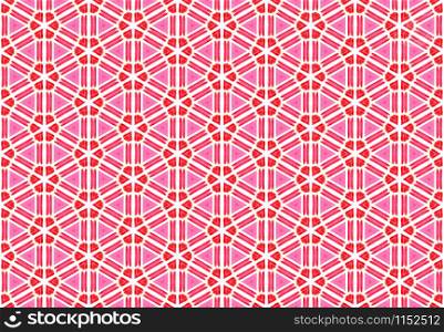 Watercolor seamless geometric pattern design illustration. Background texture. In red, pink and white colors.