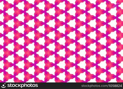 Watercolor seamless geometric pattern. In pink and purple colors on white background.