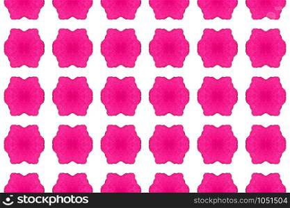 Watercolor seamless geometric pattern. In pink color on white background.