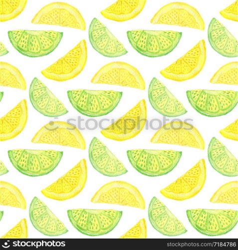 Watercolor seamless pattern. Background with lemon slices isolated on white. Citrus wallpaper or textile design. Watercolor seamless pattern. Background with lemon slices isolated on white. Citrus wallpaper or textile design.