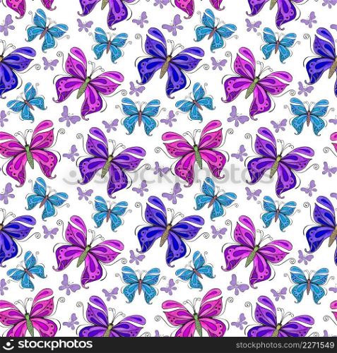 Watercolor seamless pattern with butterflies. Butterflies moths insects animals fly. Seamless pattern with bytterflies. Wallpaper. 