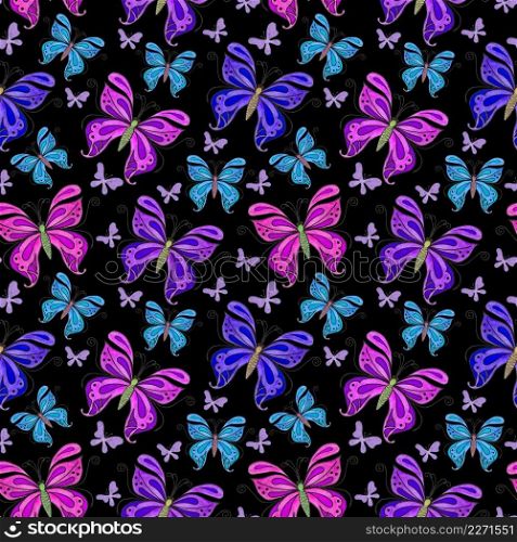 Watercolor seamless pattern with butterflies. Butterflies moths insects animals fly. Seamless pattern with bytterflies. Wallpaper. 