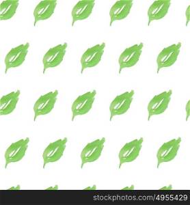 Watercolor seamless pattern with green leaves on a white background