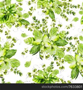 Watercolor seamless pattern with herbs. Illustration. Watercolor seamless pattern with herbs.