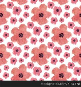 Watercolor seamless pattern with poppy flowers. Hand paint background. Can be used for wrapping, textile and package design. Watercolor seamless pattern with poppy flowers. Hand paint background. Can be used for wrapping, textile and package design.