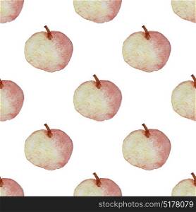 Watercolor seamless pattern with ripe apples on a white background