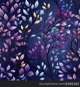Watercolor seamless pattern with twigs and leaves. Botanical pattern for fabrics. Generative AI