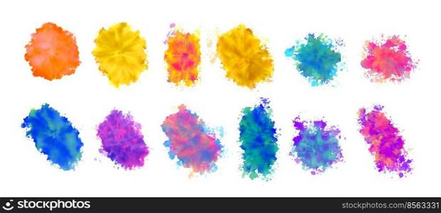 watercolor stain textures set in many colors