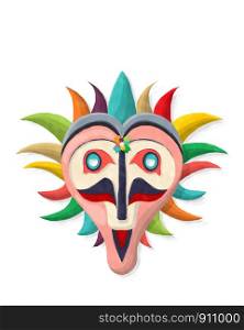 Watercolor style drawing of a carnival mask over white background