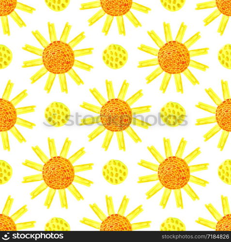 Watercolor sunny seamless pattern. Hand paint seasonal background. Can be used for wrapping, textile, wallpaper and package natural product design.. Watercolor sunny seamless pattern. Hand paint seasonal background. Can be used for wrapping, textile, wallpaper and package natural product design