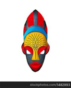 Watercolor tribal mask on white background