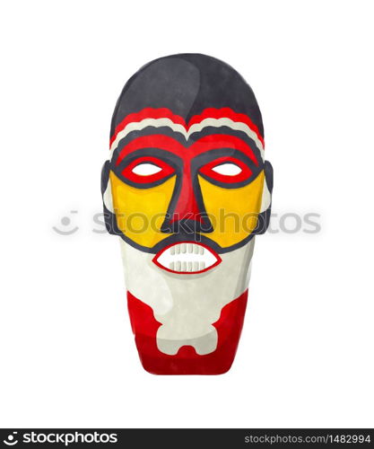 Watercolor tribal mask on white background