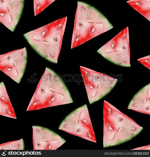 Watercolor  tropical seamless pattern with watermelon. Illustration  . Watercolor  tropical seamless pattern with watermelon. 
