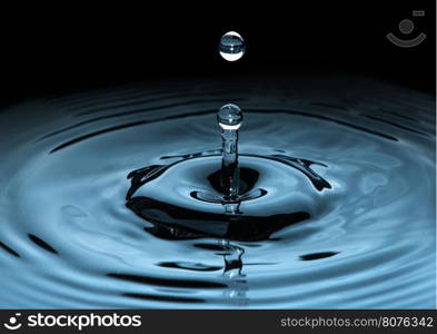 Waterdrops in darkness. Close up macro shot