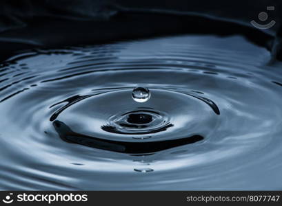 Waterdrops in darkness. Close up macro shot