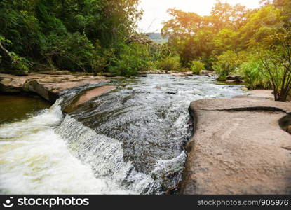 waterfall background natural river stream in the forest thailand