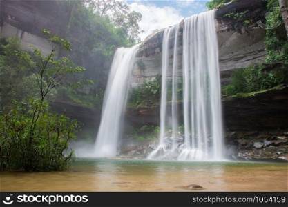 Waterfall beautiful in wild nature asian of Thailand