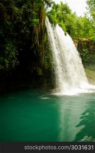 Waterfall cascades from ravine. Waterfall cascades from ravine in Turkey
