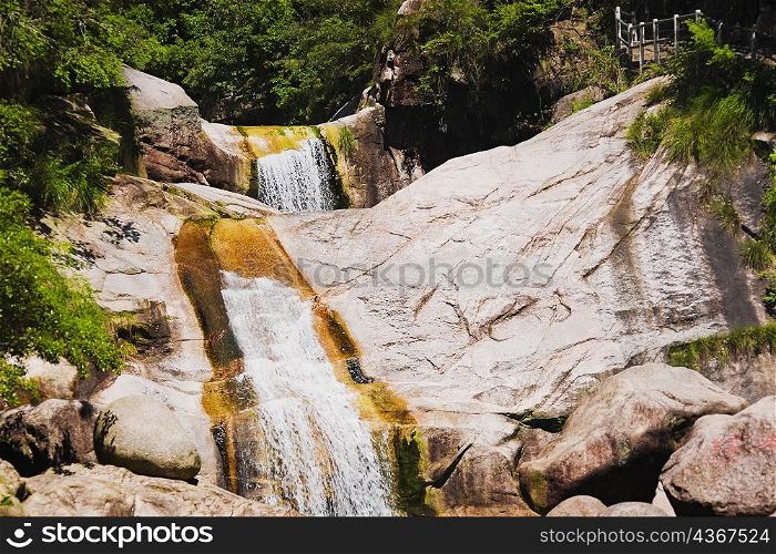 Waterfall in a forest, Emerald Valley, Huangshan, Anhui Province, China