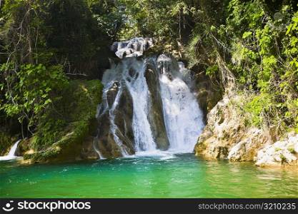 Waterfall in a forest, Tamasopo Waterfalls, Tamasopo, San luis Potosi, Mexico