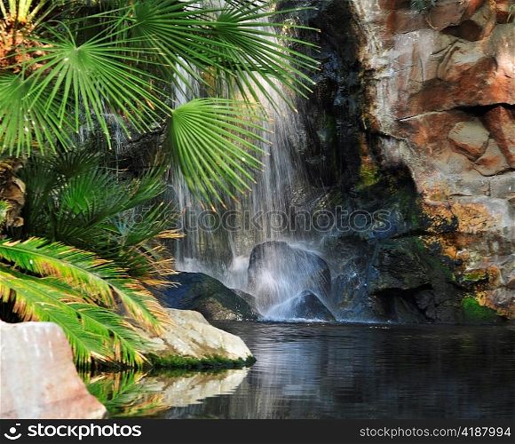 waterfall in a tropical park