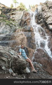 Waterfall in Altai Mountains territory, West Siberia, Russia. Waterfall in Altai Mountains