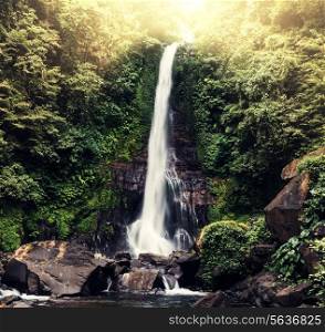 Waterfall in Indonesian jungle