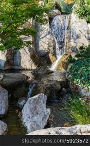 Waterfall in Japanese garden, Monte Carlo Monaco