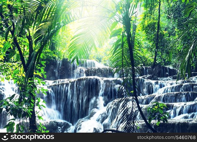waterfall in jungle,Mexico