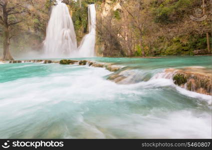 waterfall in jungle,Mexico