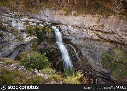 Waterfall in Ordesa national park, Pyrenees, Huesca, Spain.