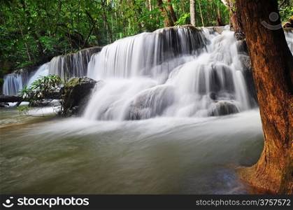 Waterfall in Thai National Park, Huay Mae Khamin Waterfall, Sai Yok National Park, Kanchanaburi, Thailand