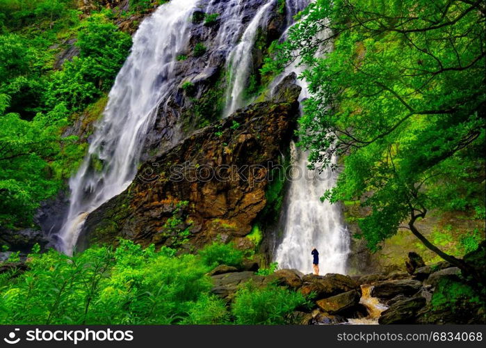 waterfall in the rain forest, Thailand