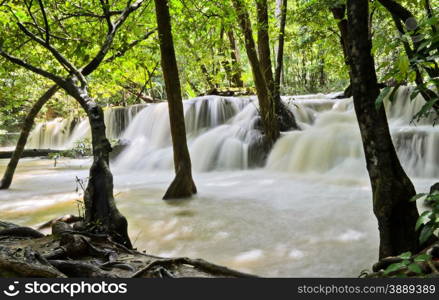 Waterfall in tropical rain forest, Thailand