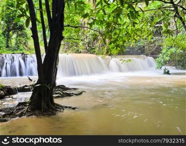Waterfall in yellow stream, Thailand