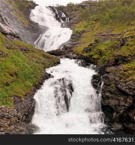 Waterfall, Kjosfossen, Aurland, Fjordane County, Norway