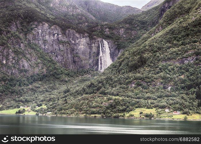 waterfall near sognefjord in norway