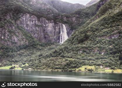 waterfall near sognefjord in norway