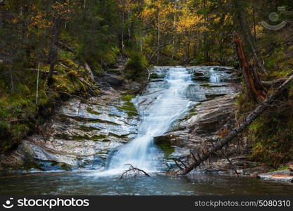 Waterfall on river Shinok. Waterfall on river Shinok in Altai territory, Siberia, Russia