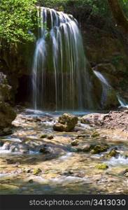 "Waterfall "Sribni Struji" (Silvery filaments). Crimea, Ukraine. Long term exposure."