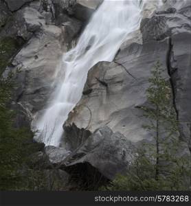 Waterfall through rocky terrain, Britannia Beach, Whistler, British Columbia, Canada